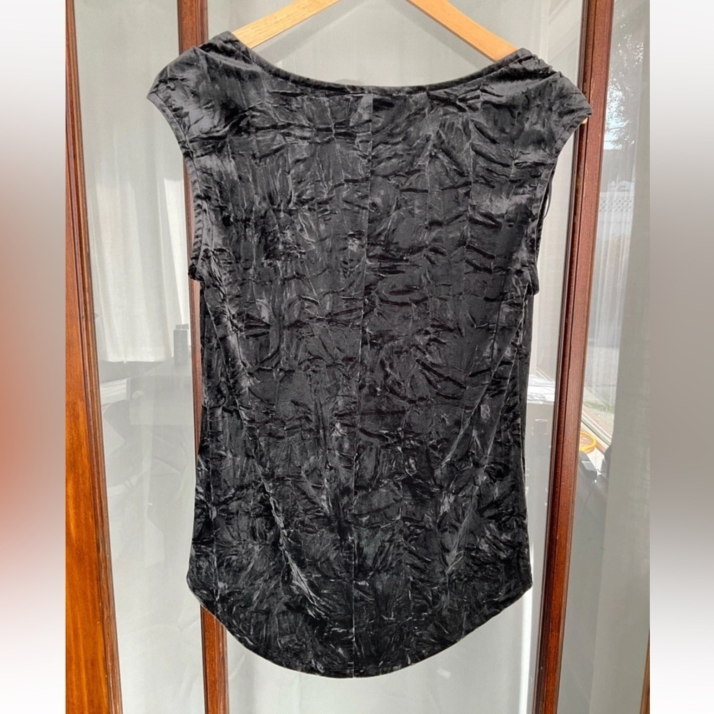 Rock Republic Blouse XS Black Velvet Pullover Beaded Rocker Concert Goth Top - Picture 2 of 6